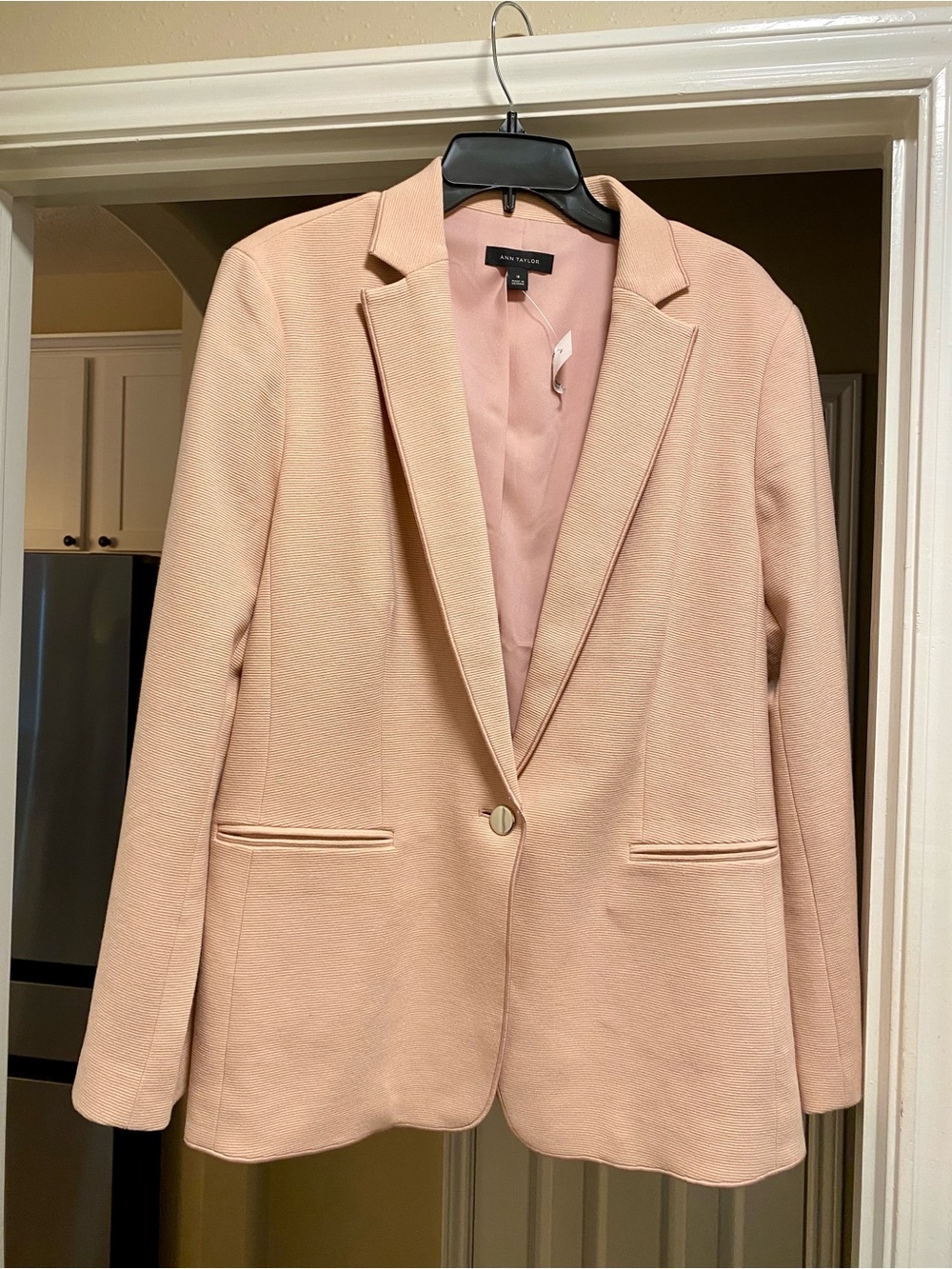 Ann Taylor Light Blush Single-Button Ponte Blazer